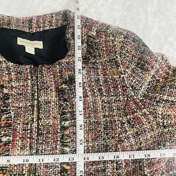 Appleseed's Womens Multicolor Full Zip Wool Blend Tweed Blazer Jacket Size 14 - Picture 6 of 6